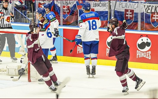 Photo hockey Championnats du monde -  : Slovaquie (SVK) vs Lettonie (LAT) - La Lettonie reste en vie