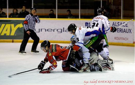 Photo hockey Ligue Magnus - LM Playdown, match 1 : Mulhouse vs Caen  - Premier round, avantage pour les Drakkars