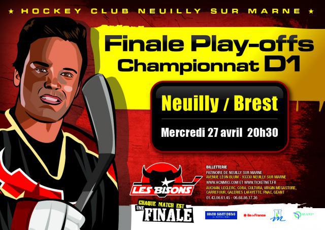 Photo hockey D1 : Neuilly 1, Brest 0 palet au centre... - Division 1