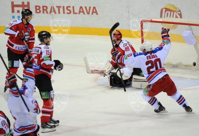 Photo hockey KHL : Le Lokomotiv et le Lev devant - KHL - Kontinental Hockey League