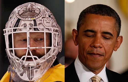 Photo hockey LNH : Thomas dit non  Obama - NHL : National Hockey League - AHL