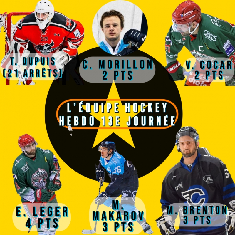 Photo hockey Division 1 - Division 1 - Division 1 - L’équipe Type de la 13e Journée