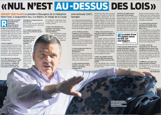 Photo hockey Hockey dans le Monde - Hockey dans le Monde - Fasel : Bilan bien médiocre!