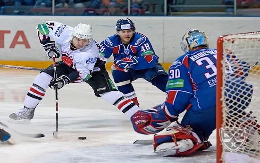 Photo hockey KHL - Kontinental Hockey League - KHL - Kontinental Hockey League - KHL : Magnitogorsk  bloqué en 1/4