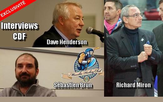 Photo hockey CDF : D. Henderson, Sébastien Brun & Richard Miron - Coupe de France