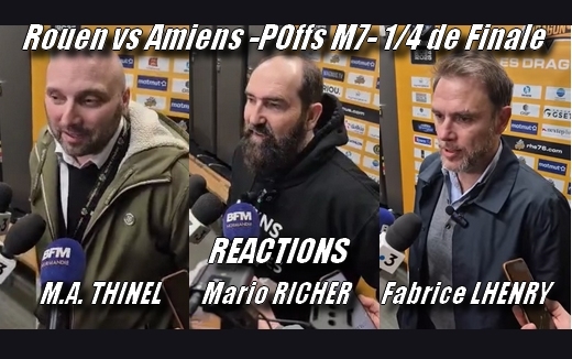 Photo hockey Réactions de M. A. THINEL , M. RICHER et F. LHENRY - Ligue Magnus