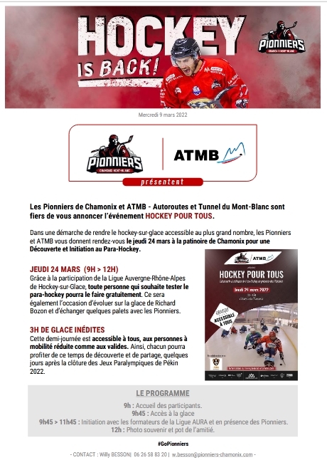 Photo hockey Chamonix - « Hockey Pour Tous » - Hockey en France : Chamonix  (Les Pionniers)