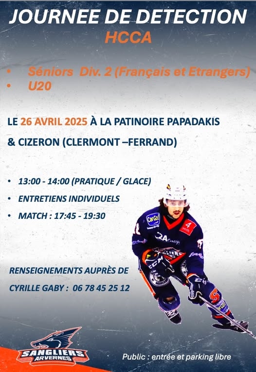 Photo hockey Clermont recherche Joueurs pour la saison 2025-2026 - Division 2 : Clermont-Ferrand (Les Sangliers Arvernes)