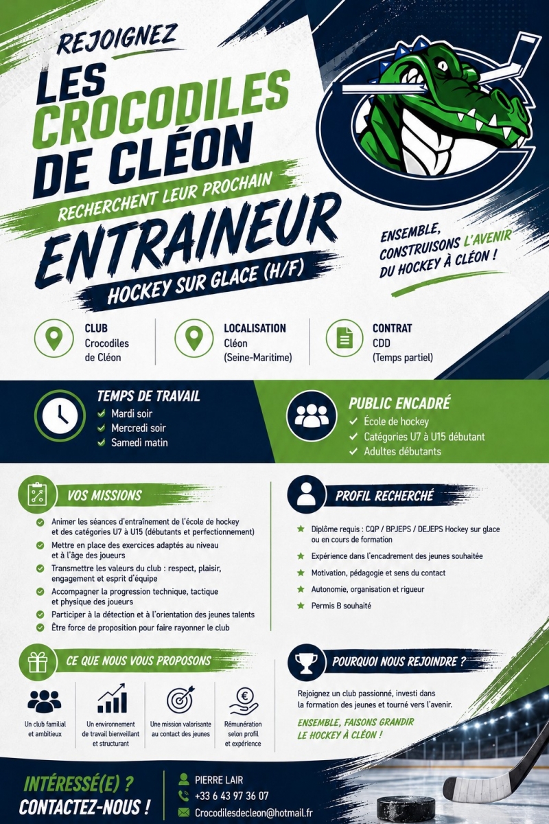 Photo hockey Club cherche coach - Hockey en France