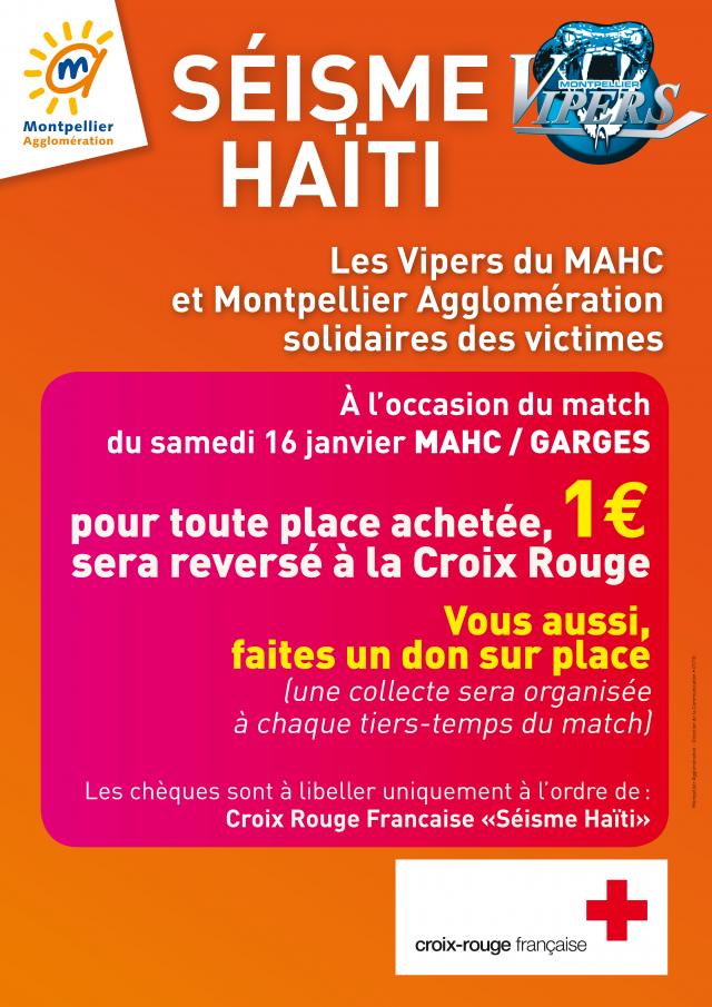 Photo hockey D1:Les Vipers solidaires avec les Haïtiens - Division 1 : Montpellier  (Les Vipers)