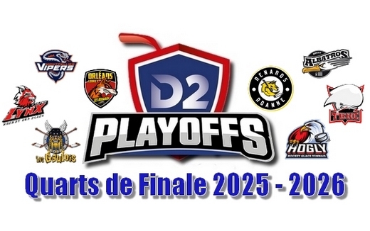 Photo hockey D2 : Résultats 1/4 Poffs - Matchs 1 - 14 et 15 mars 2026 - Division 2
