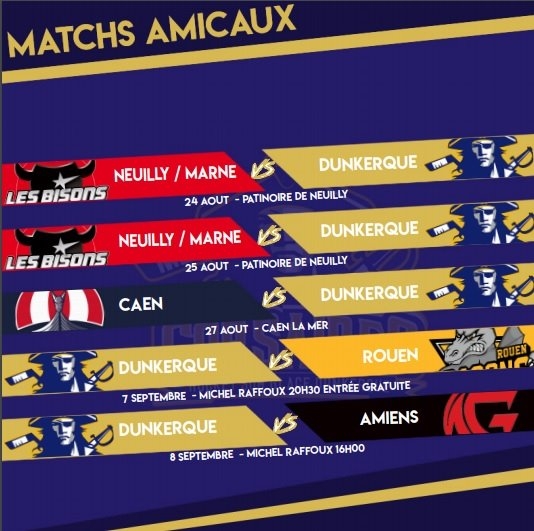 Photo hockey Dunkerque : Programme des matchs amicaux - Transferts Archives 2017 à 2025 : Dunkerque (Les Corsaires)