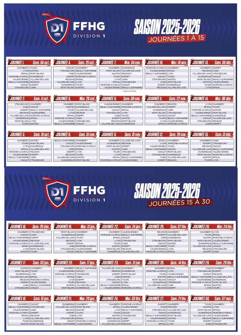 Photo hockey Le Calendrier D1 2025-2026 est connu ! - Division 1