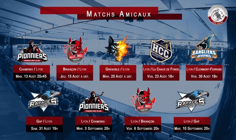 Photo hockey Lyon : Programme des matchs amicaux - Transferts Archives 2017 à 2023 : Lyon (Les Lions)